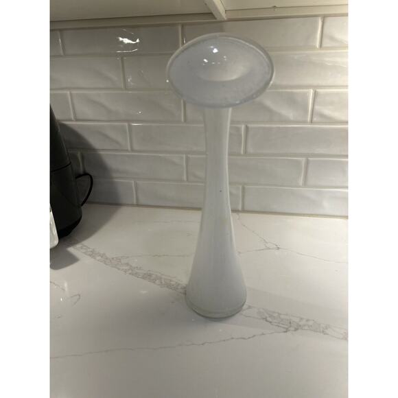 Jack In The Pulpit Vase White Splatter 15”‎ Hand Blown Art Glass - Picture 8 of 16